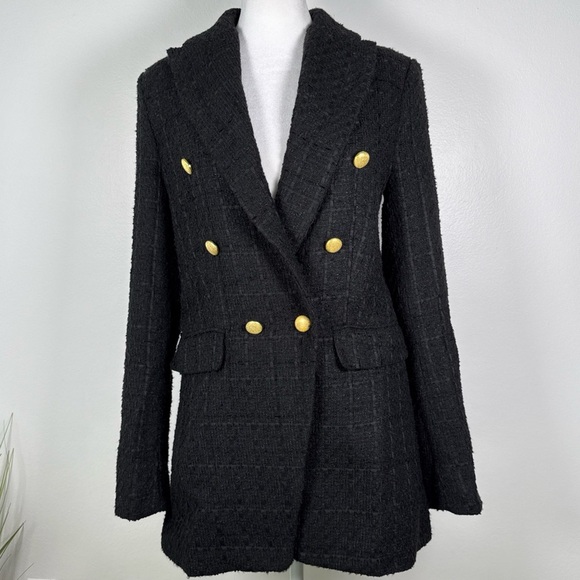 Jason Wu Jackets & Blazers - Jason Wu Tweed Double Breasted Blazer Jacket Womens Size Small Black Office